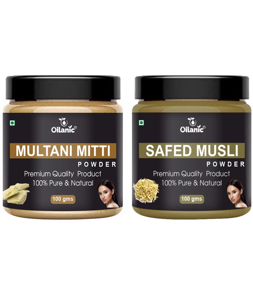     			Oilanic Pure Multani Mitti Powder & Safed Musli Powder-Skincare Hair Mask 200 g Pack of 2