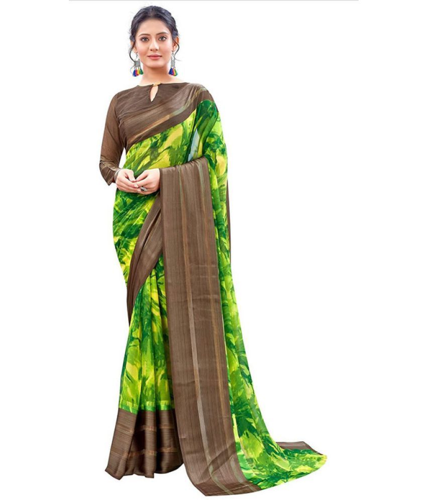     			Sitanjali - LightGreen Georgette Saree With Blouse Piece ( Pack of 1 )