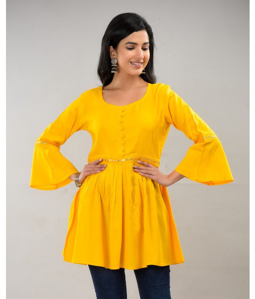     			JFT JAIPUR FABTEX - Yellow Rayon Women's Regular Top ( Pack of 1 )