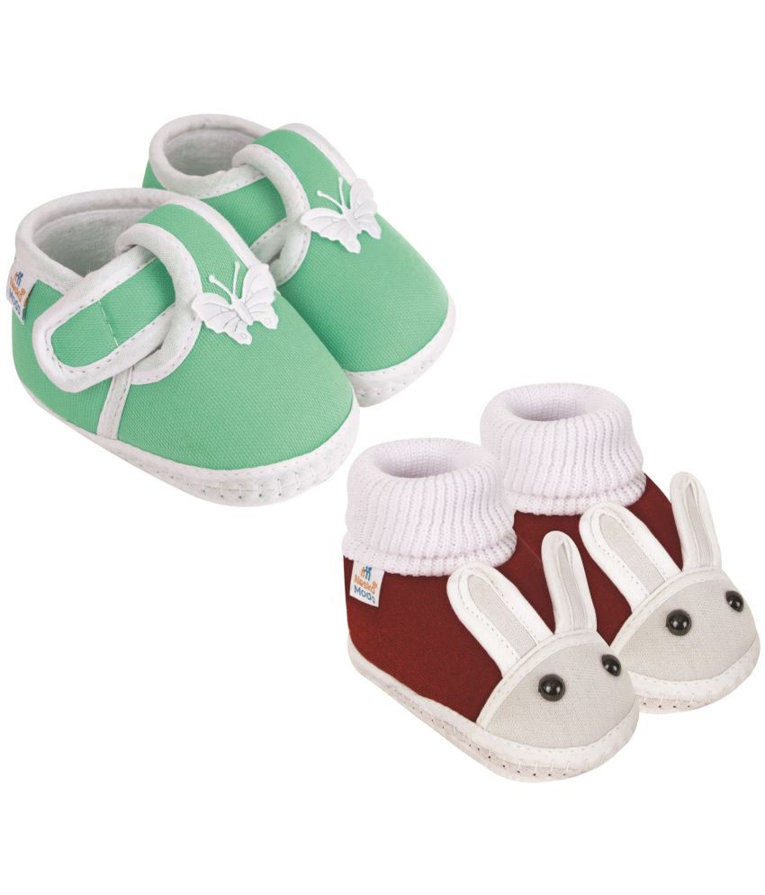     			Neska Moda - Maroon Booties For Baby Boy & Baby Girl 9-12 Months ( Pack of 2 )