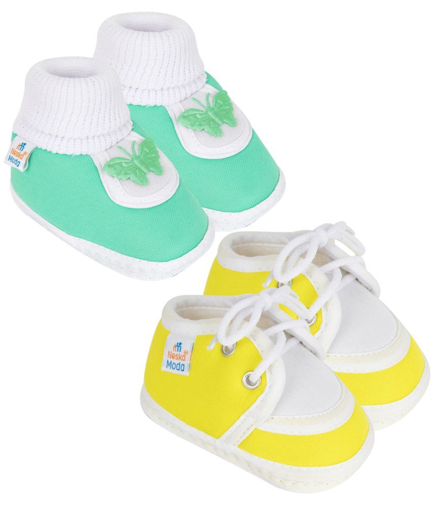     			Neska Moda - Mint Green Booties For Baby Boy & Baby Girl 9-12 Months ( Pack of 2 )