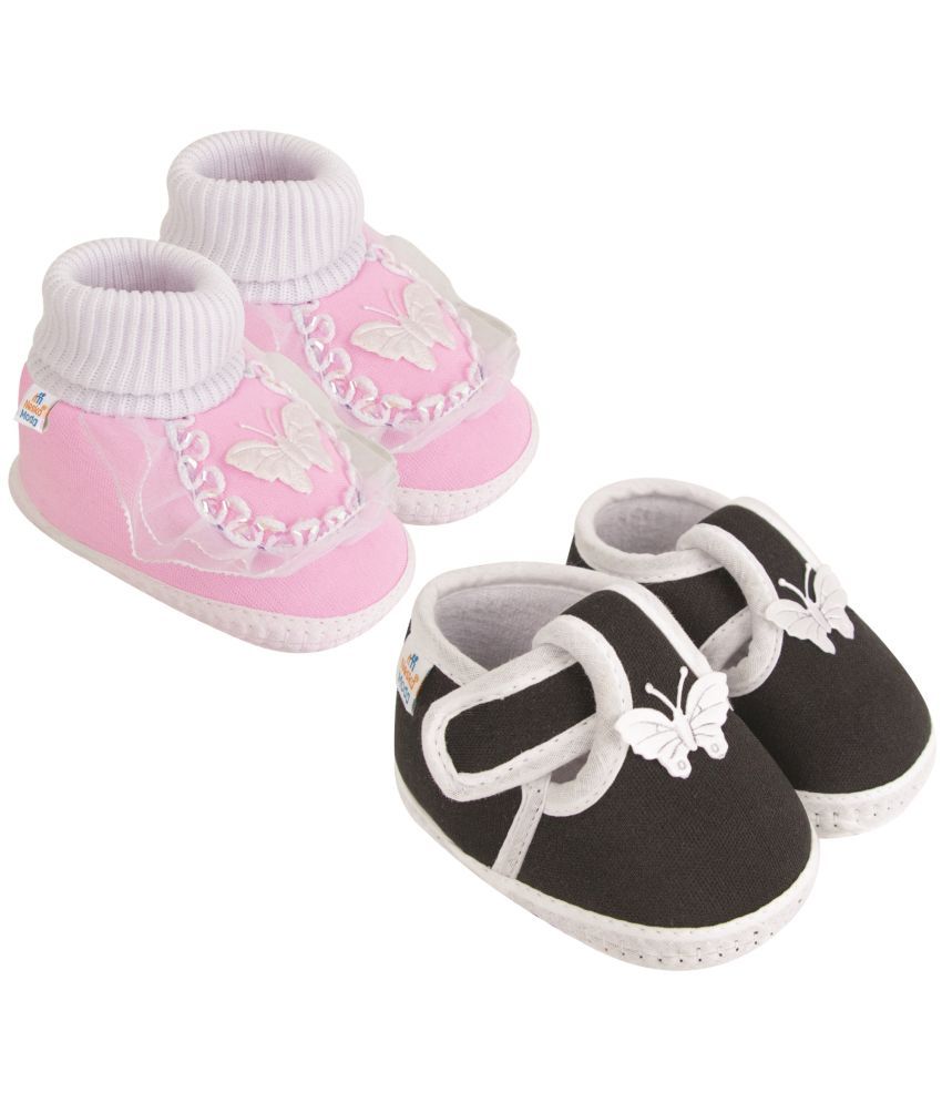     			Neska Moda - Pink Booties For Baby Boy & Baby Girl 9-12 Months ( Pack of 2 )