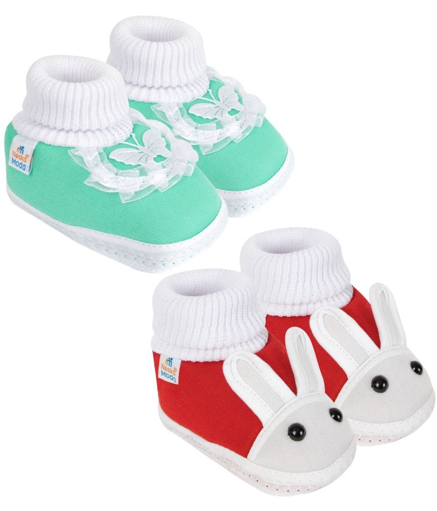     			Neska Moda - Red Booties For Baby Boy & Baby Girl 9-12 Months ( Pack of 2 )