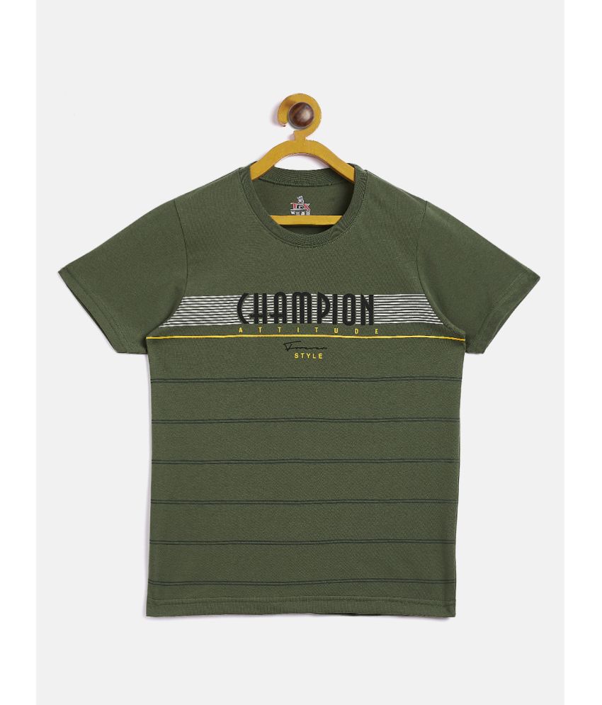 TGX - Green Cotton Blend Regular Fit Boys T-Shirt ( Pack of 1 )