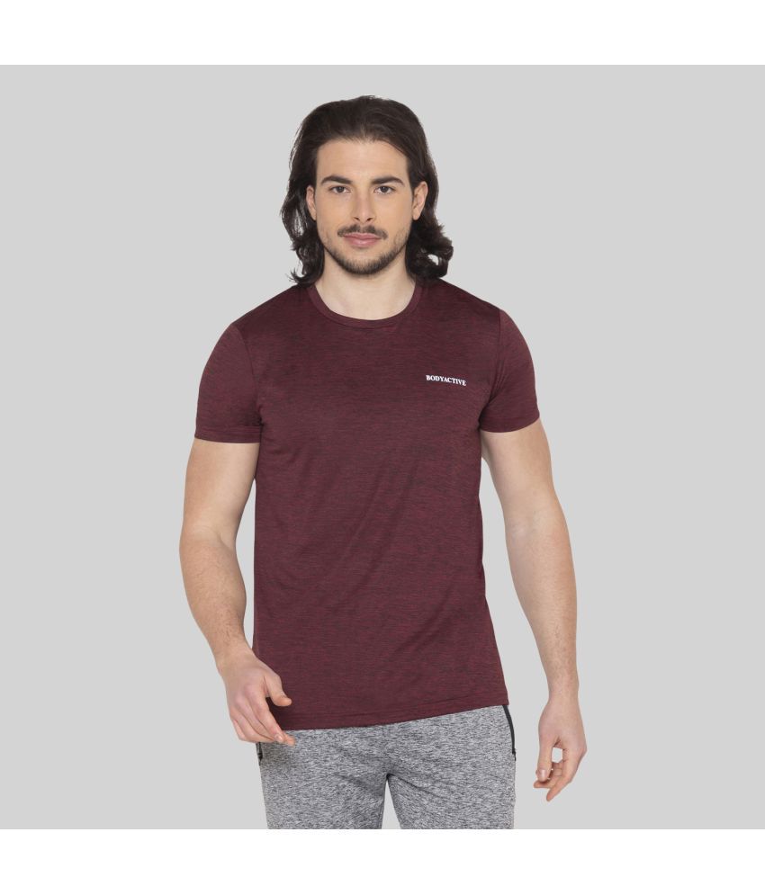     			Bodyactive - Maroon Polyester Regular Fit Men's T-Shirt ( Pack of 1 )