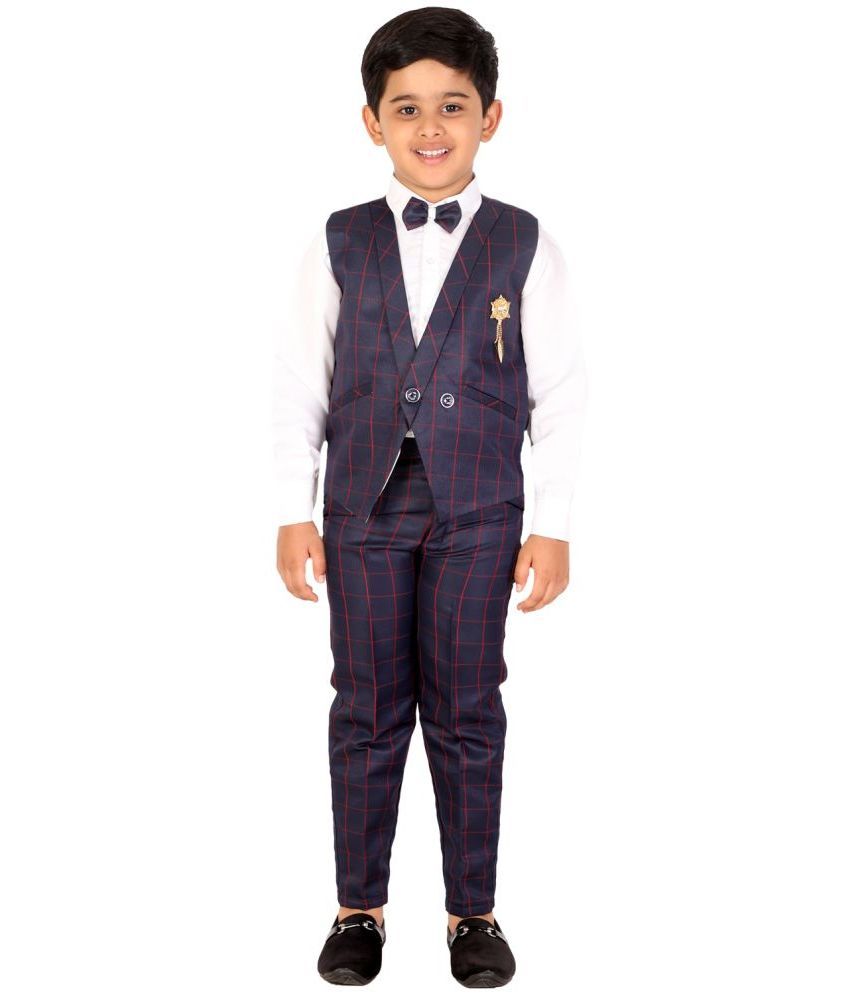     			DKGF Fashion Pack of 1 Boys Cotton Blend Shirt & Pants ( Navy Blue )