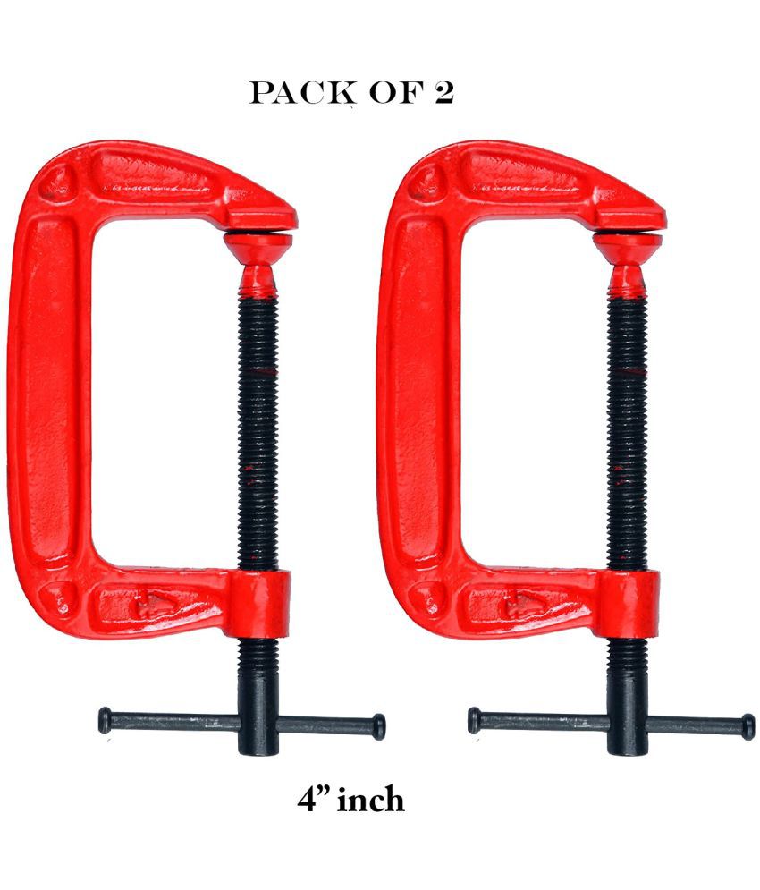     			"Laxmi 4"" Inch Heavy Duty G Clamp (Pack of 2) For Holding Products Tools Items C-Clamp