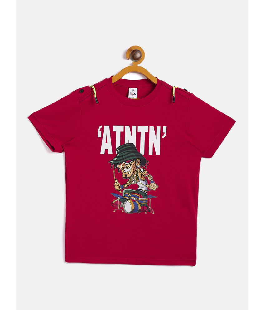 TGX - Red Cotton Blend Regular Fit Boys T-Shirt ( Pack of 1 )