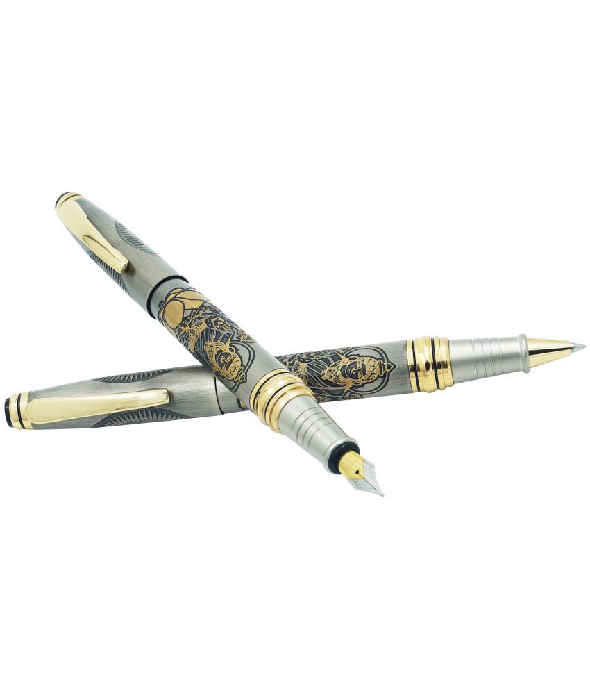     			auteur Divine Collection Golden Color Roller Ball Pen & Fountai Pen With Goddess Laxmi Beautifully Engraved Stunning Best Pen Gift Set For Men & Women Professional Executive Office, Nice Pens .