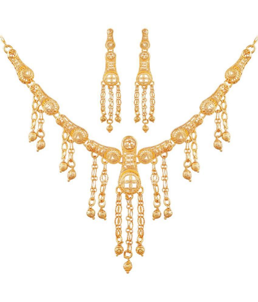     			mansiyaorange - Golden Brass Necklace Set ( Pack of 1 )