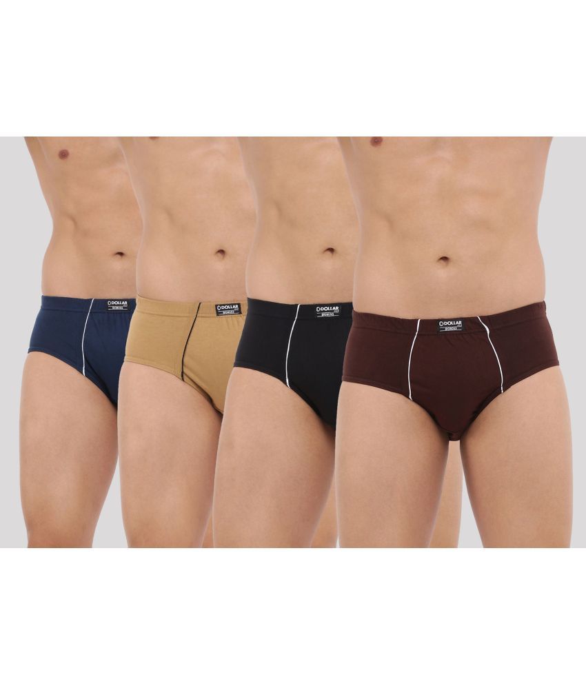     			Pack of 4 Dollar Bigboss Assorted Solid Cotton Blend Men Brief