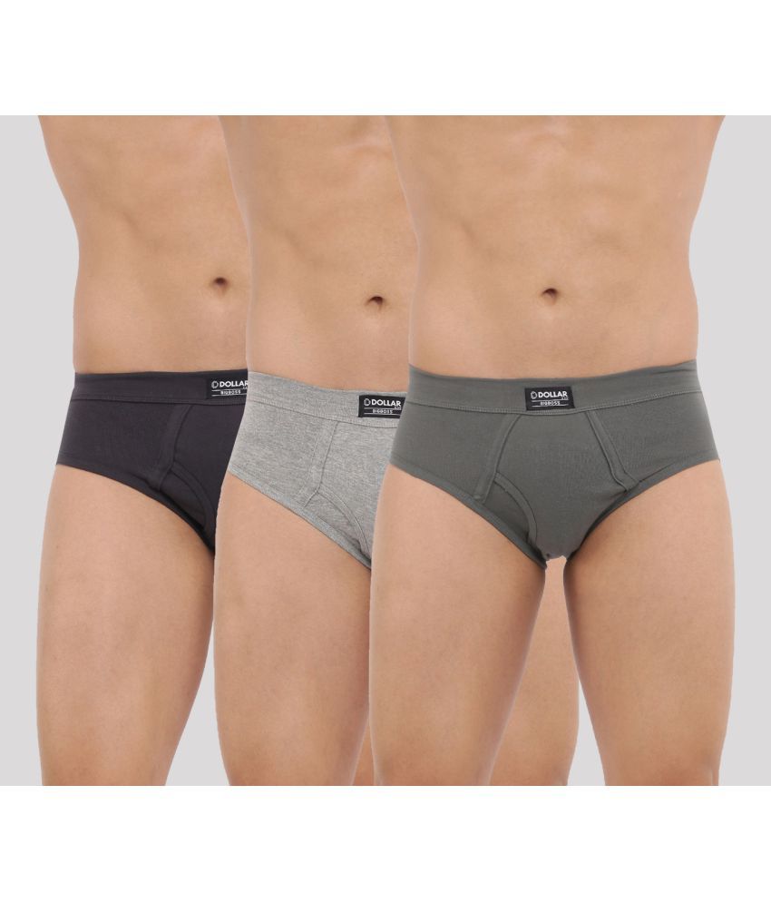     			Pack of 3 Dollar Bigboss Assorted Solid Cotton Blend Men Brief