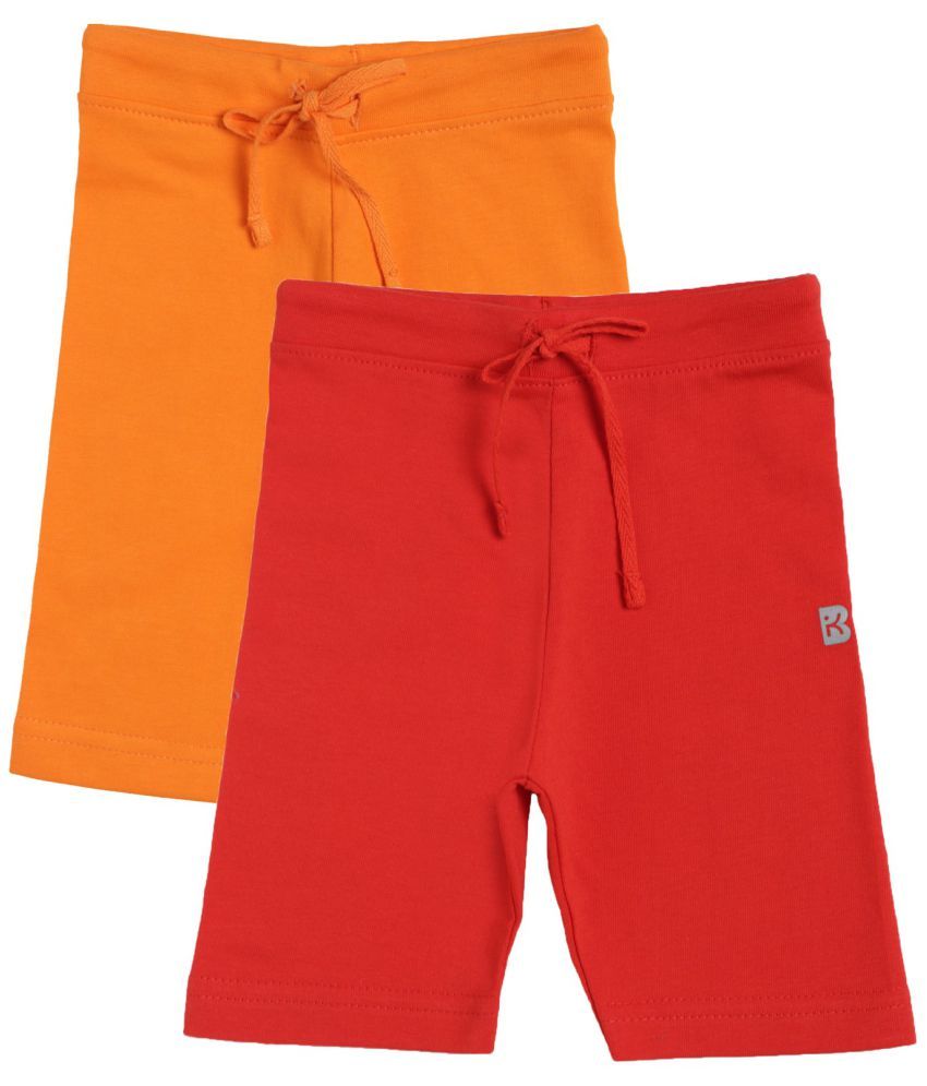     			Girls Red & Orange Solid Capri