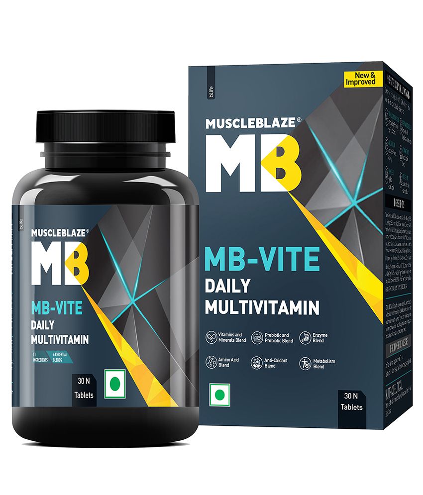 MuscleBlaze MB-Vite Multivitamin with Immunity Boosters and Digestive Enzymes, 100% RDA of Vitamin C, D, Zinc, 30 Tablets