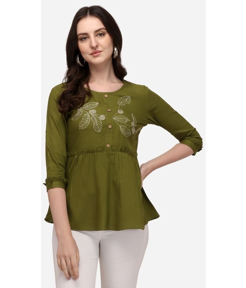     			Prettify - Green Rayon Women's Regular Top ( Pack of 1 )