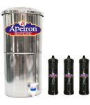 APEIRON STAINLESS STEEL WATER FILTER WITH 3 CARBON CANDLES 24 litres Gravity Water Purifier