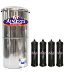 APEIRON STAINLESS STEEL WATER FILTER WITH 4 CARBON CANDLES 27 litres Gravity Water Purifier