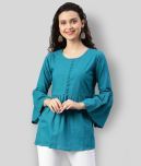 Yash Gallery - Blue Cotton Women's Empire Top ( Pack of 1 )