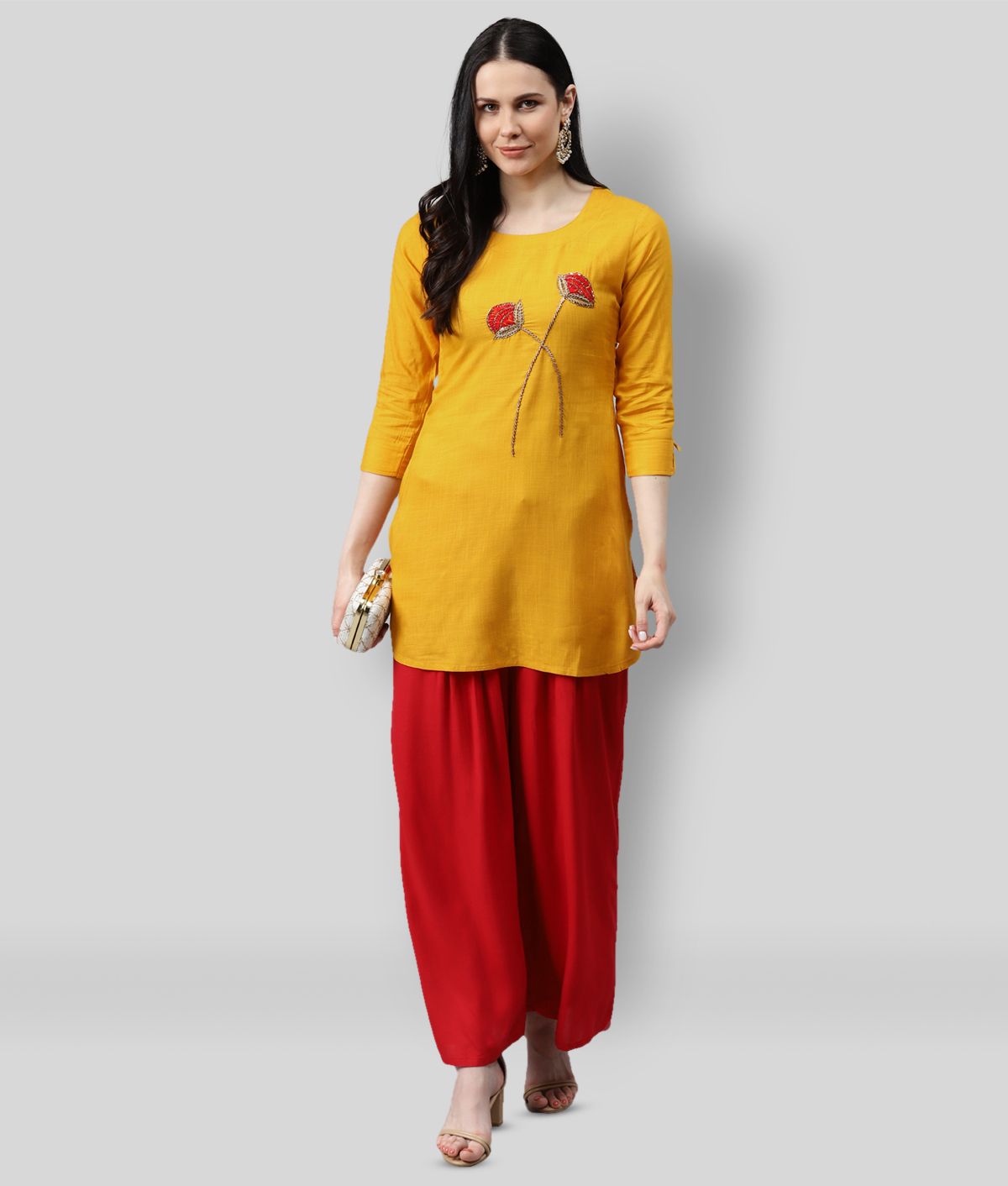     			HIGHLIGHT FASHION EXPORT - Yellow Rayon Women's Straight Kurti ( Pack of 1 )