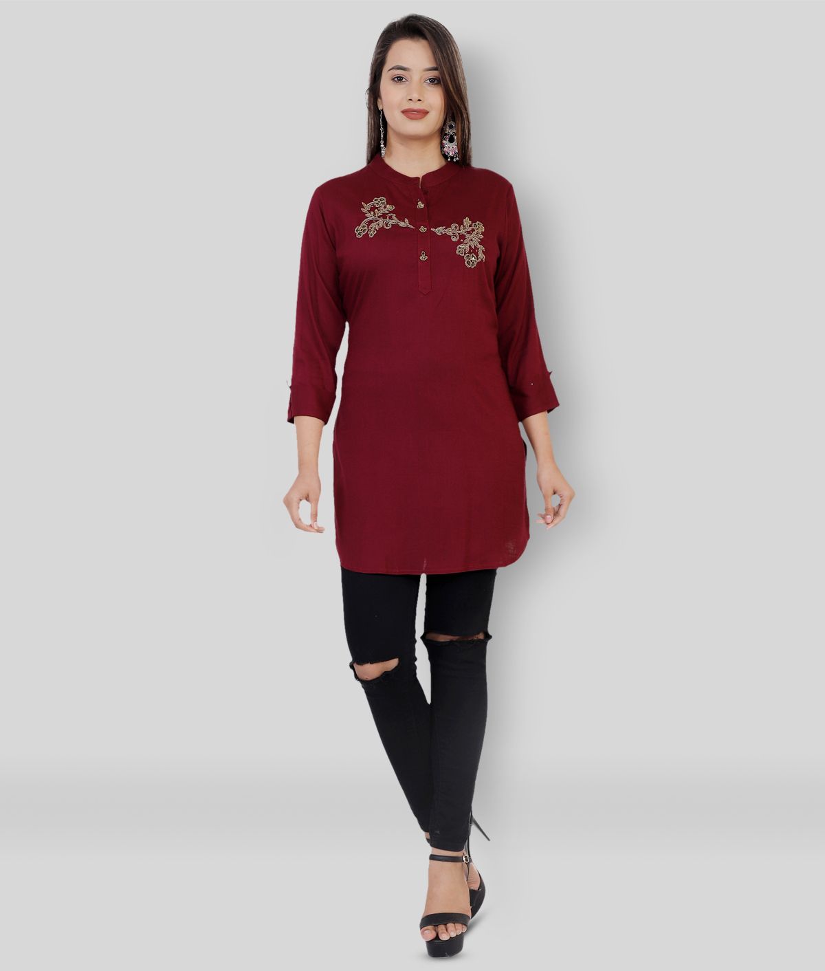     			JC4U - Red Rayon Women's Straight Kurti