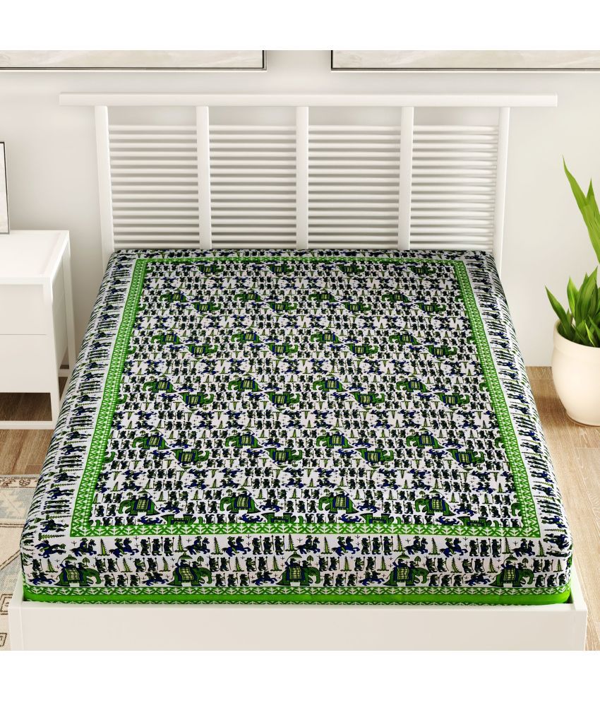     			Uniqchoice - Green 100% Cotton Single Bedsheet