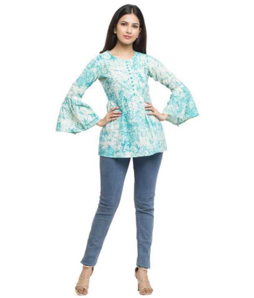     			Yash Gallery - Blue Cotton Women's Empire Top ( Pack of 1 )