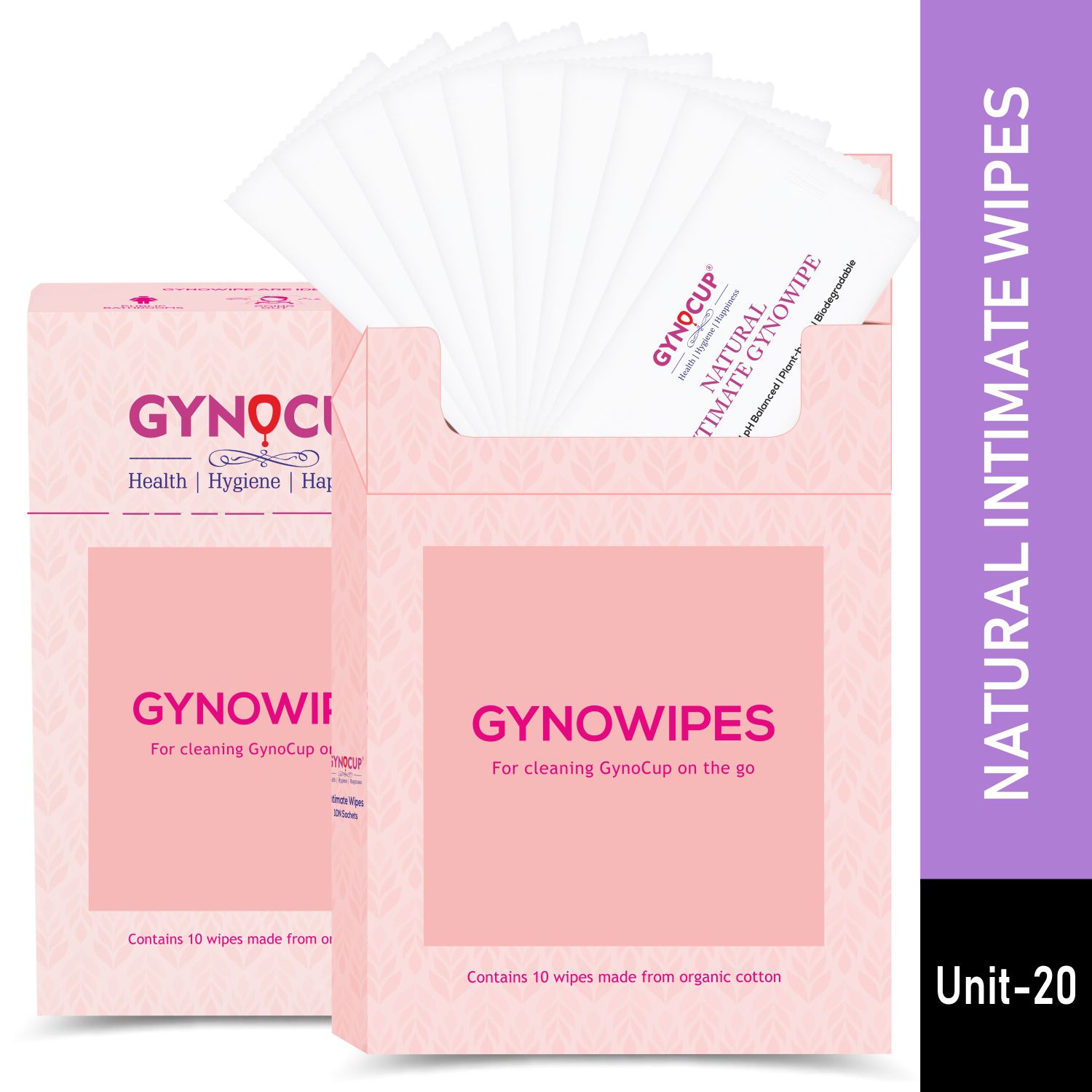 GynoCup Natural Intimate Refreshing & Clean Wipes (Set of 20)