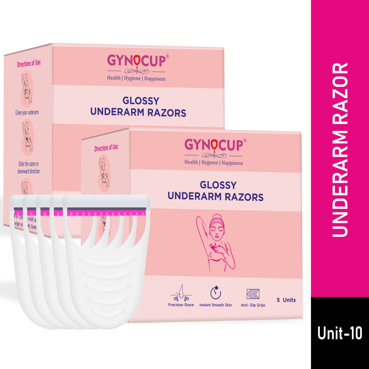 Gynocup Underarm Hair Remove Razor|Easy to use|No Cut Safe & Comfortable Shaving|Water Resist (Set of 10)
