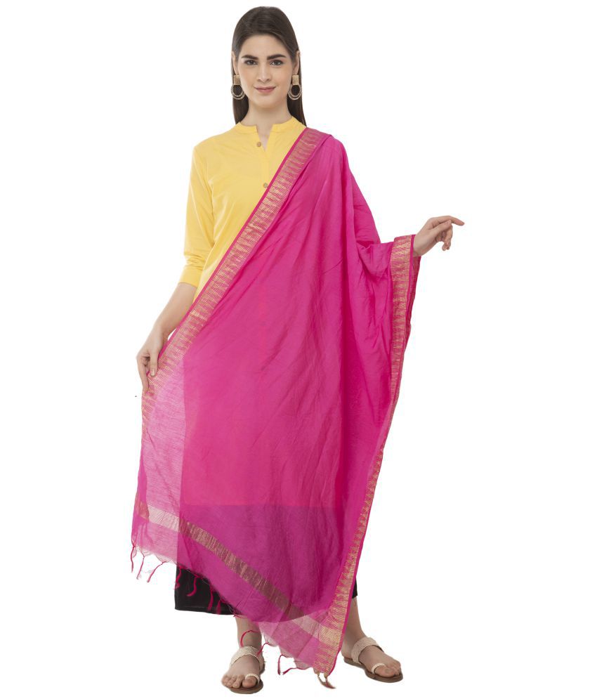     			A R Silk - Pink Cotton Women's Dupatta - ( Pack of 1 )