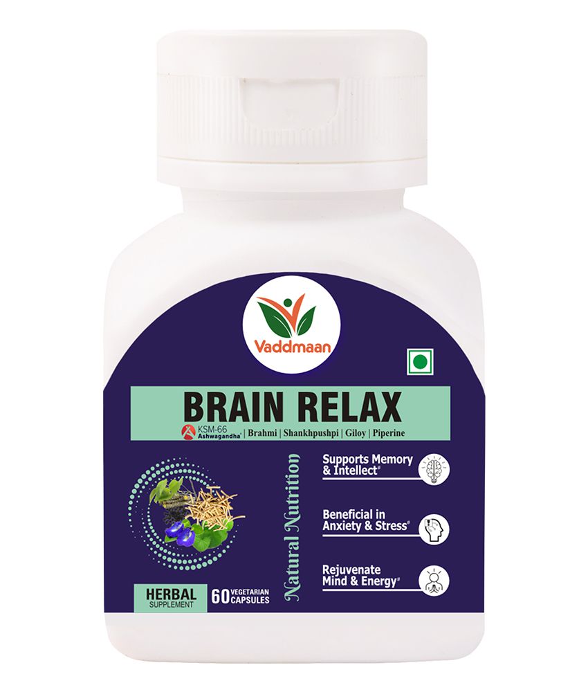     			Vaddmaan Brain Relax - 60 Capsules| Brahmi | Shankhpushpi | KSM-66 Ashwagandha | Giloy | Mind Rejuvenation | Cognitive Wellness
