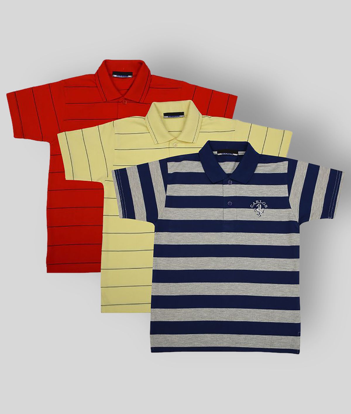     			NEUVIN Pack of 3 Boys Cotton Blend Polo T-Shirt ( Multi Color )