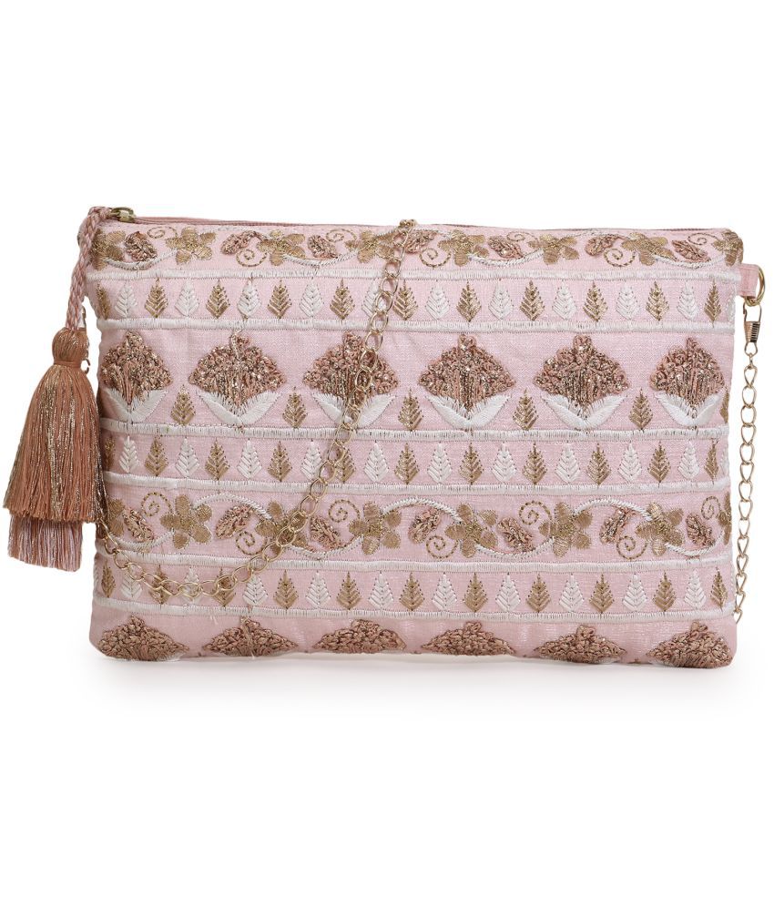     			Anekaant Pink Silk Sling Bag