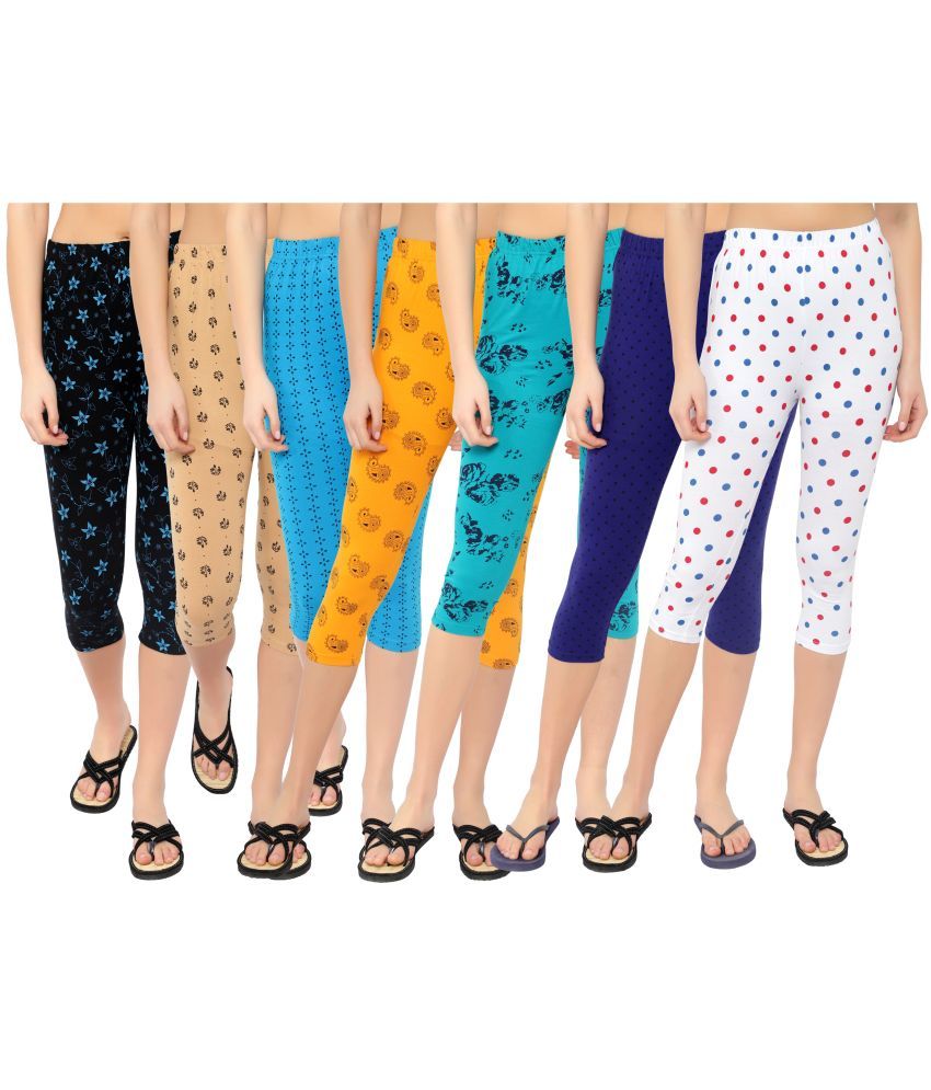     			Diaz Multi Cotton Lycra Printed Capri - Pack of 7