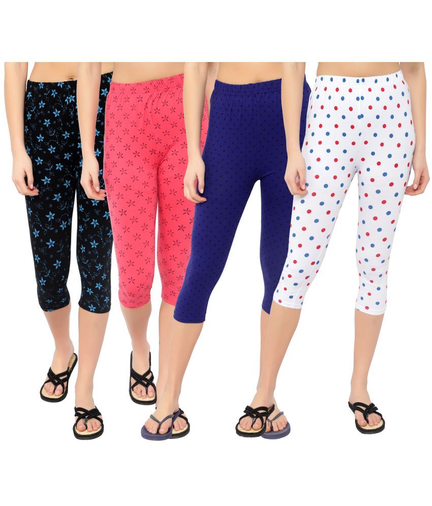     			Diaz Multi Cotton Lycra Printed Capri - Pack of 4