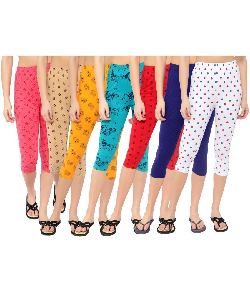     			Diaz Multi Cotton Lycra Printed Capri - Pack of 7