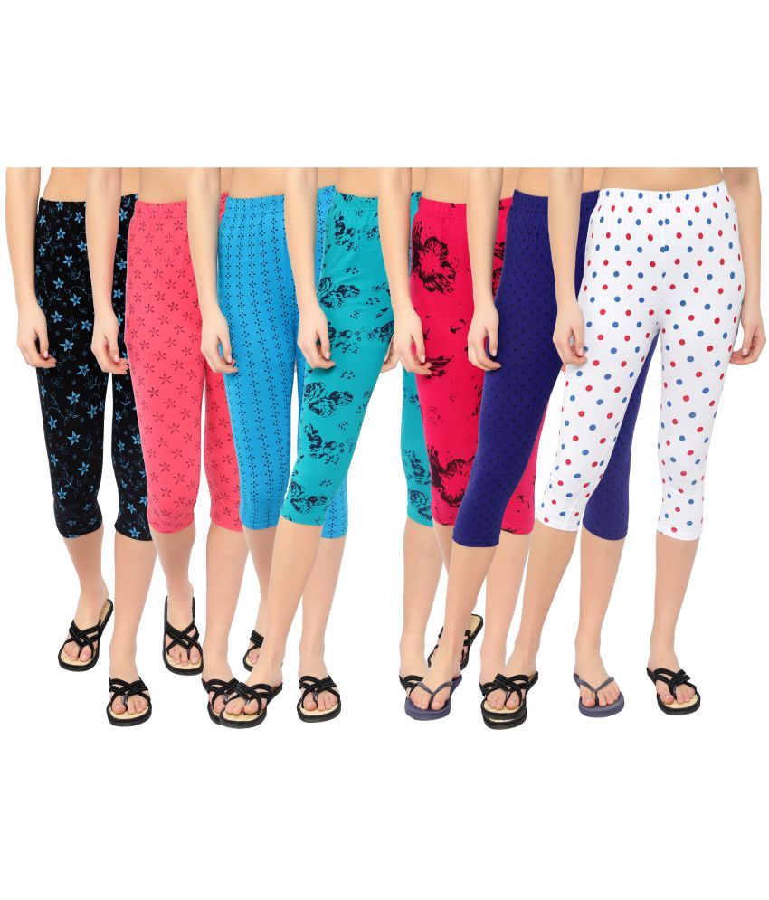     			Diaz Multi Cotton Lycra Printed Capri - Pack of 7