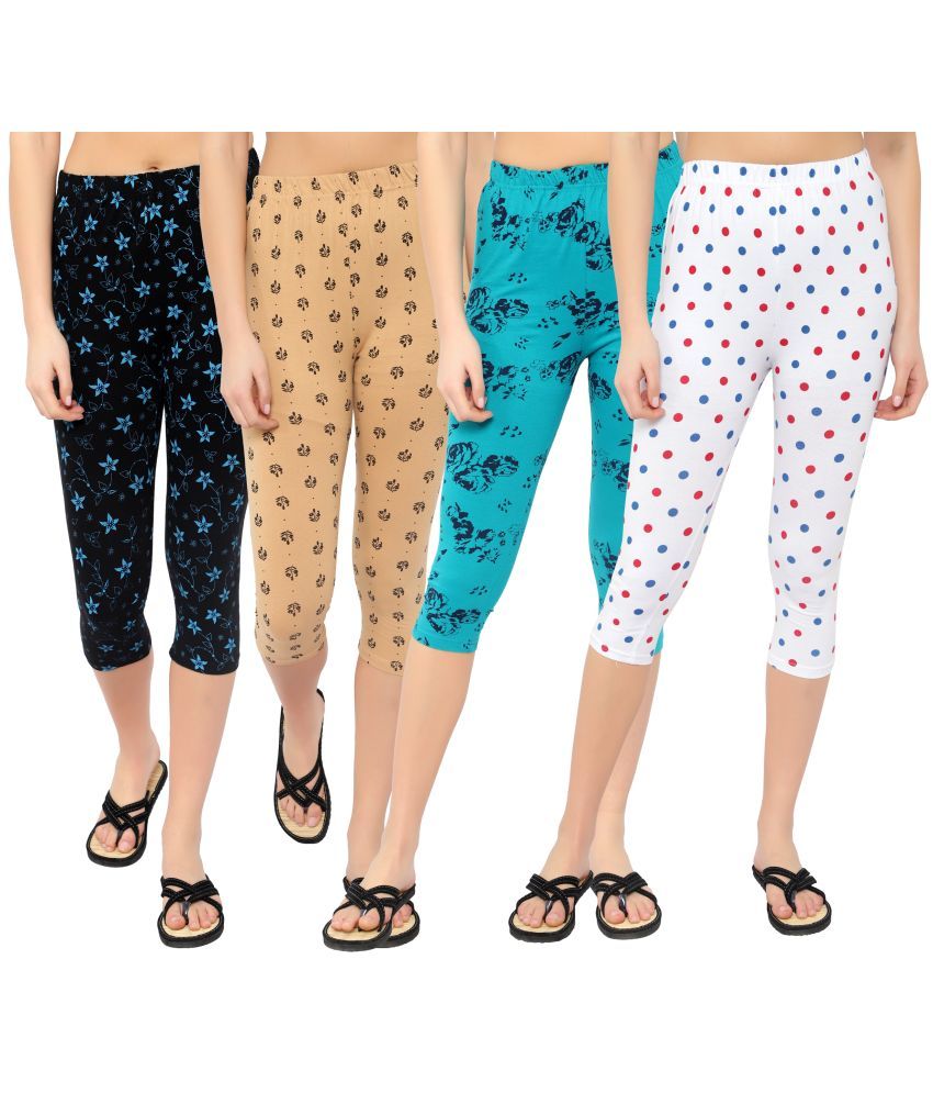     			Diaz Multi Cotton Lycra Printed Capri - Pack of 4