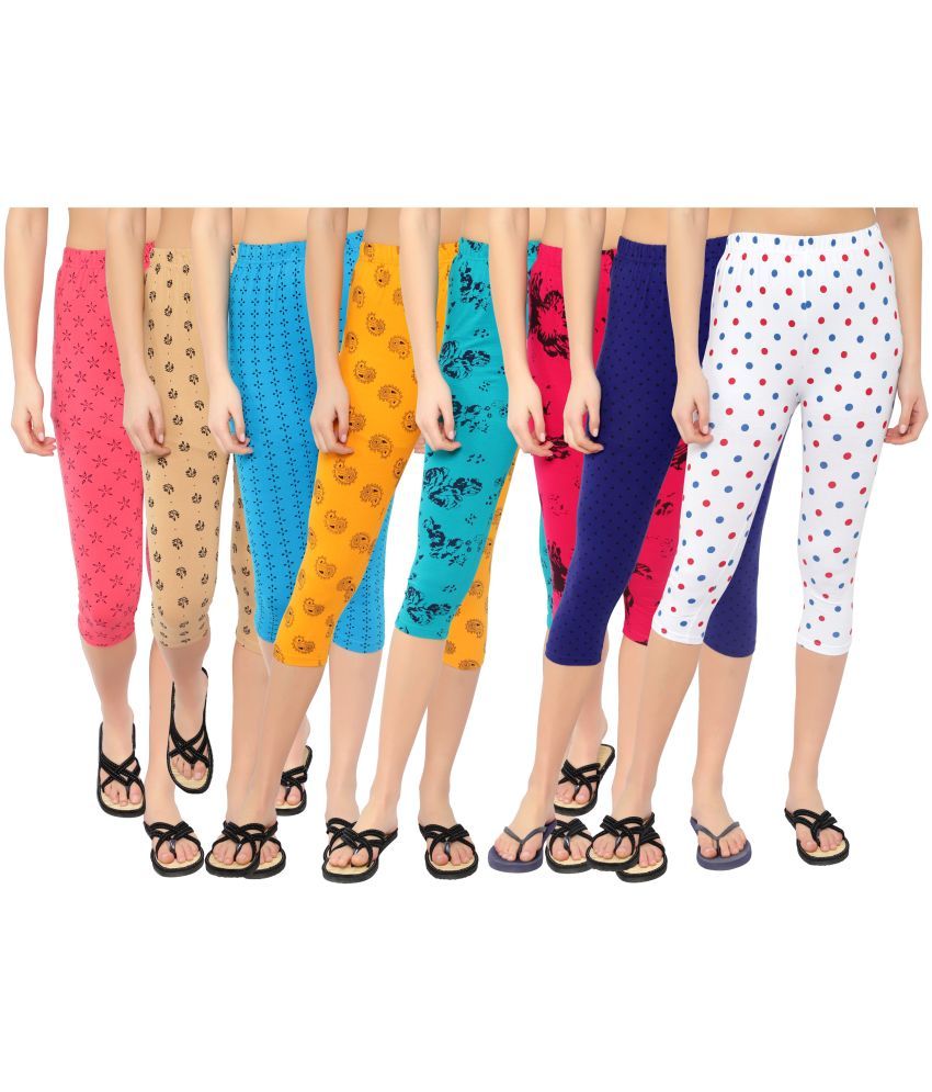     			Diaz Multi Cotton Lycra Printed Capri - Pack of 8