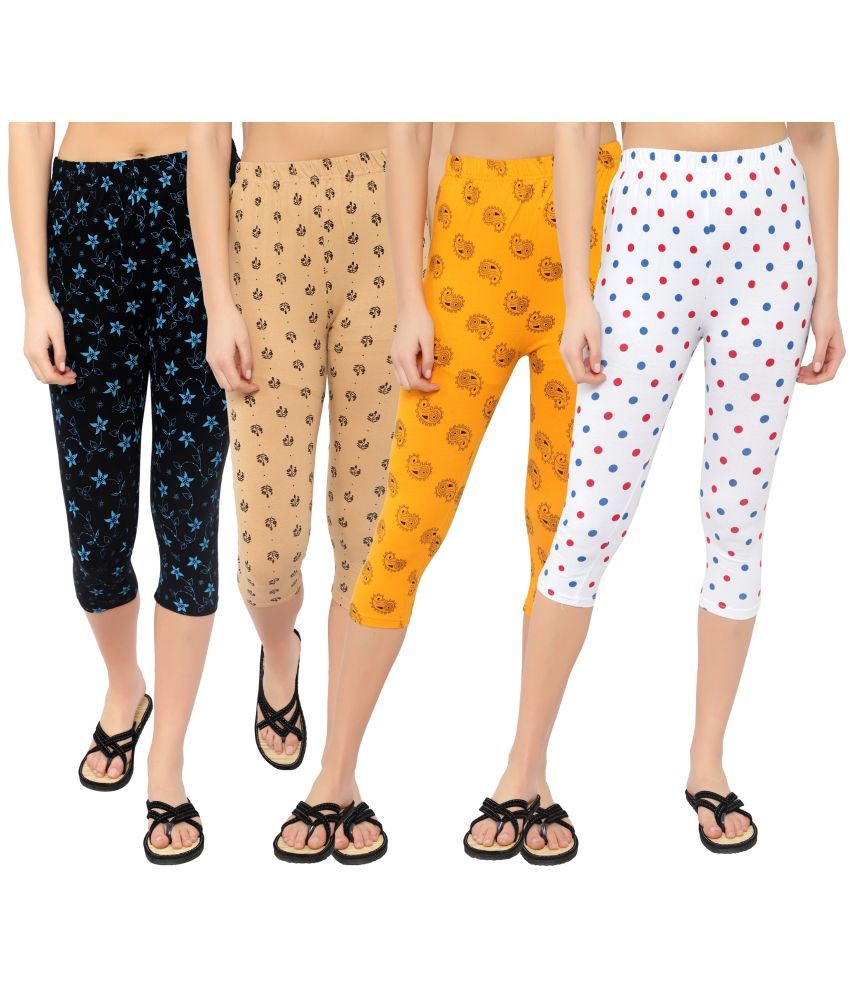     			Diaz Multi Cotton Lycra Printed Capri - Pack of 4