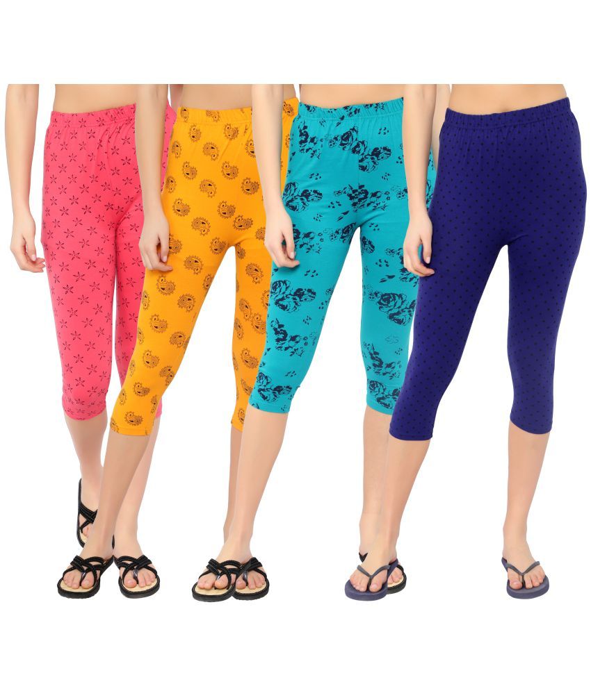     			Diaz Multi Cotton Lycra Printed Capri - Pack of 4