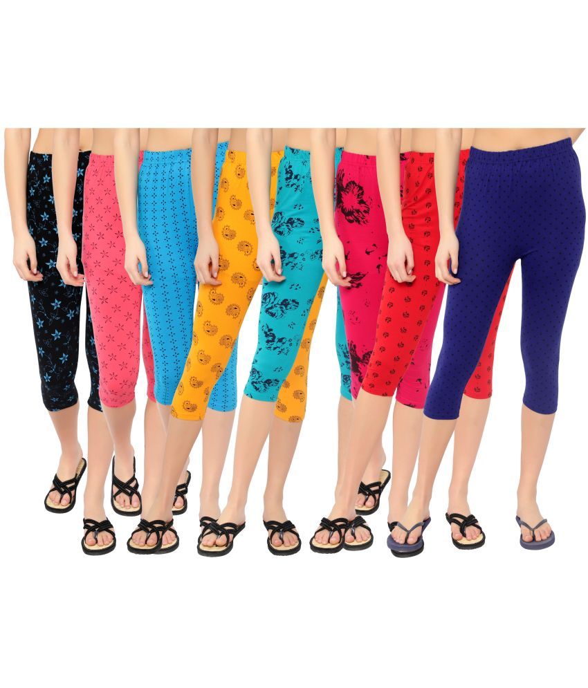     			Diaz Multi Cotton Lycra Printed Capri - Pack of 8