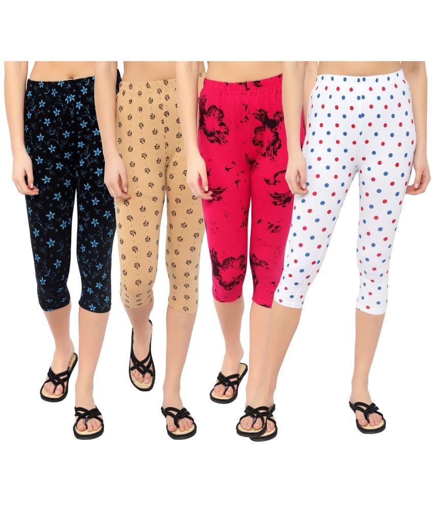     			Diaz Multi Cotton Lycra Printed Capri - Pack of 4