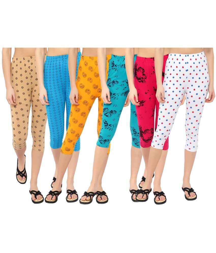     			Diaz Multi Cotton Lycra Printed Capri - Pack of 6