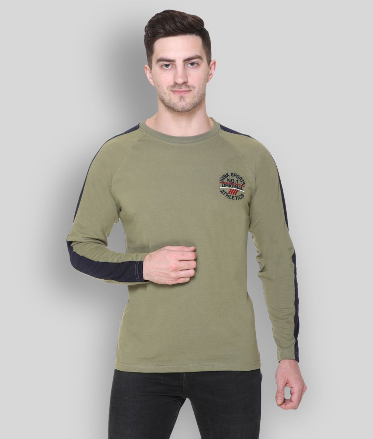     			HVBK - Green Cotton Blend Regular Fit Men's T-Shirt ( Pack of 1 )
