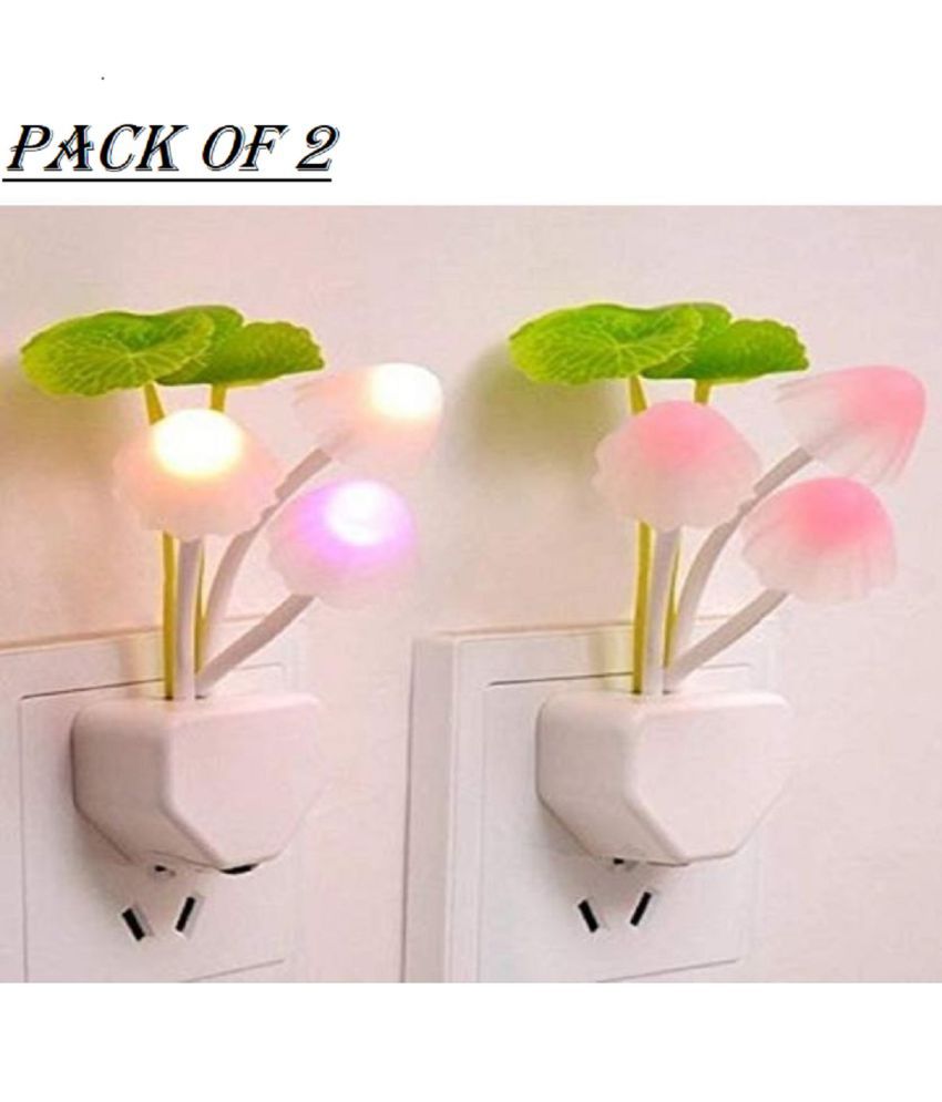     			Sleek Fancy Mushroom Shape Changing Night Light/Lamp with Sensor (Glows only in Dark) Night Lamp Multi Night Lamp Assorted - Pack of 1