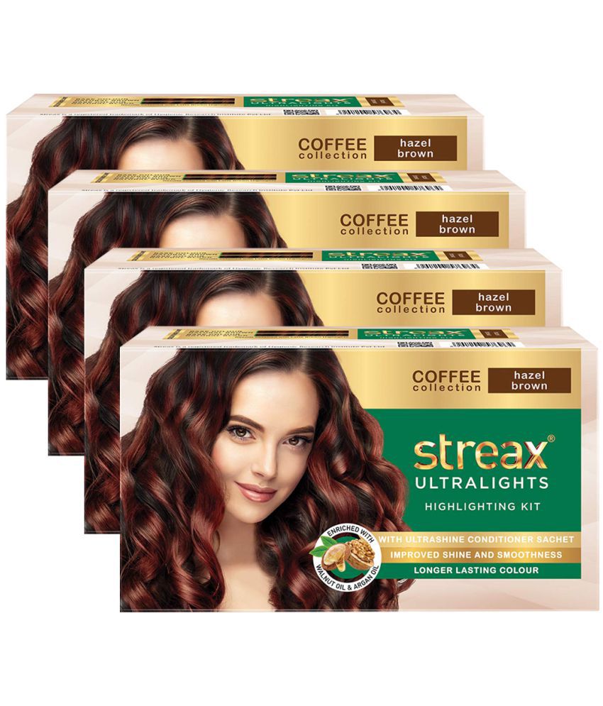 Streax Ultralights Semi Permanent Hair Color Brown Hazel Brown 60 g Pack of 4