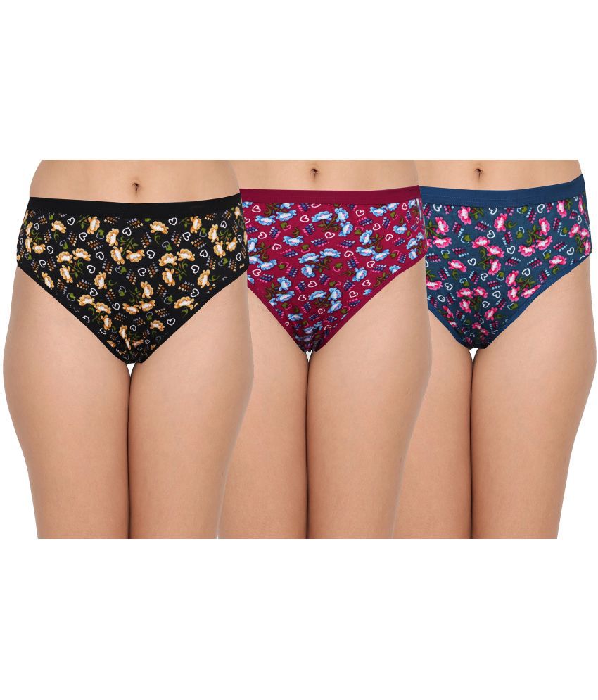     			Elina - Cotton Printed Multi Color Women's Briefs ( Pack of 3 )