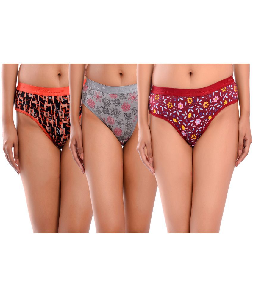     			Elina - Cotton Printed Multi Color Women's Briefs ( Pack of 3 )