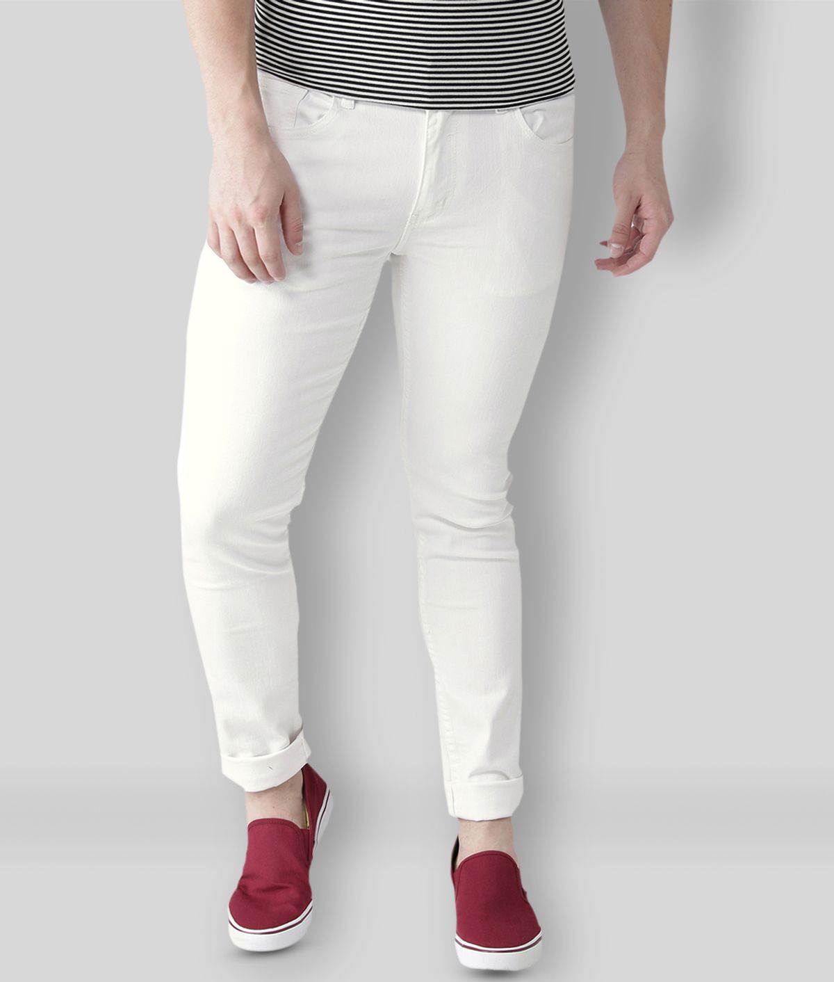     			HALOGEN - White Cotton Blend Slim Fit Men's Jeans ( Pack of 1 )