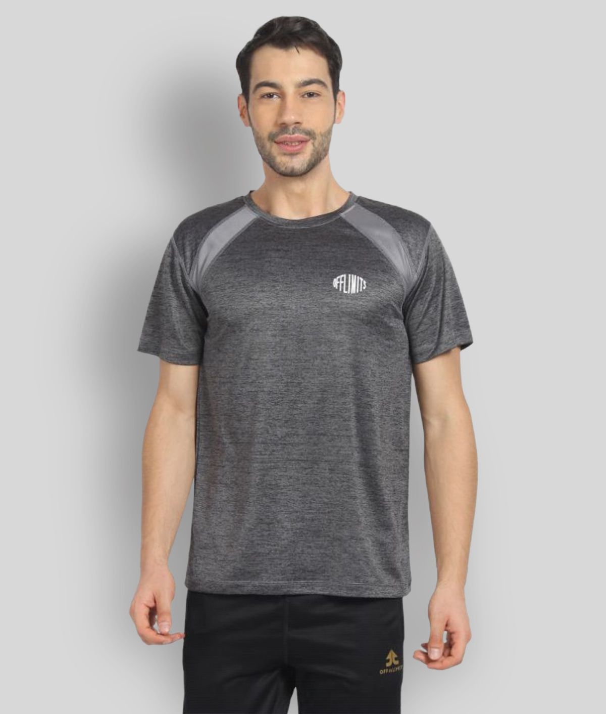     			OFF LIMITS - Grey Melange Polyester Regular Fit Men's Sports T-Shirt ( Pack of 1 )